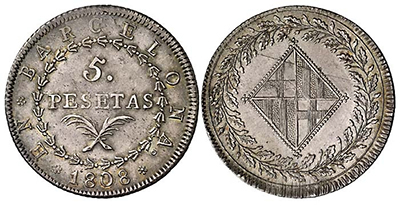Duro catalán acuñado en Barcelona en 1808 - Fuente https://blognumismatico.com/2012/01/22/las-monedas-de-1808/
