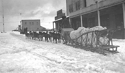 Un trineo de carga tirado por perros Un trineo de carga tirado por perros