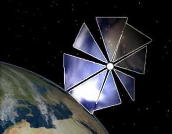 Hidrovela - Fuente: https://upload.wikimedia.org/wikipedia/commons/d/d1/Cosmos_1_solar_sail.jpg