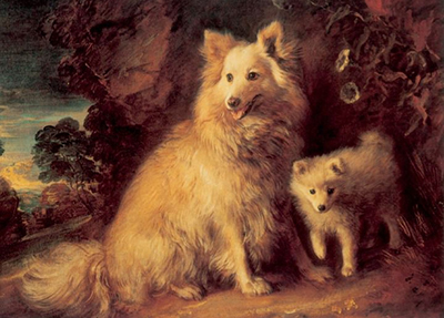 «Perra de Pomeramia y cachorro» (1777) de Thomas Gainsborough. Original en la Tate Gallery (Londres).