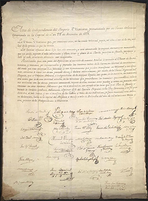 Acta de la Independencia del Imperio Mexicano. Imagen de dominio público, documento original en el Archivo General de México, fotografía de Hpav7