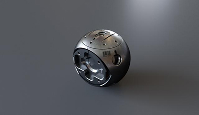 Esferas docte. Imagen de Benjat Isufi en Fusion 360 para Zero Gravity Associates, Autodesk, con propósitos educativos en https://academy.autodesk.com/portfolios/sci-fi-sphere