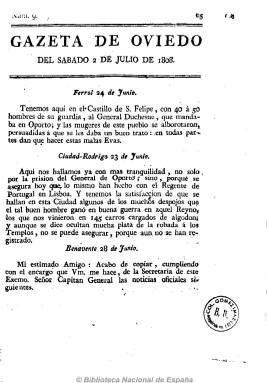 Gazeta de Oviedo. Imagen de dominio público. Biblioteca Nacional.