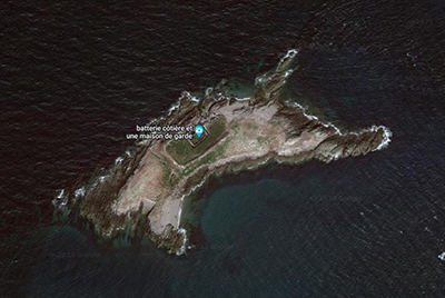 Fotografía aérea de la isla du Terra para la planificación de la misión. Imagen de Google ©2023 Maxar Technologies.