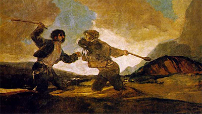 Icnica imagen de Goya que, esperamos, no refleje un duelo real