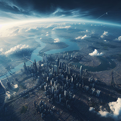 Planeta urbano. Imagen generada por Microsoft Bing con tecnología Dall-E3