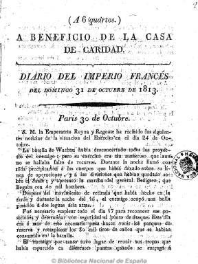 Cabecera del Diario del Imperio Francs. Hemeroteca Nacional. Imagen de Dominio Pblico