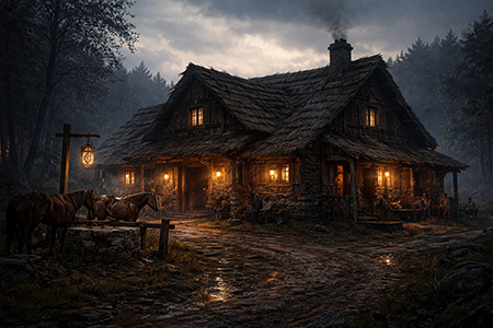 Taberna cielos grises. Imagen creada por ChatGPT Taberna cielos grises. Imagen creada por ChatGPT