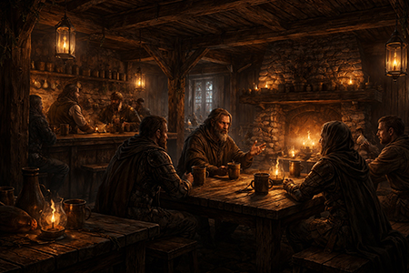 Taberna cielos grises interior. Imagen creada por ChatGPT Taberna cielos grises interior. Imagen creada por ChatGPT