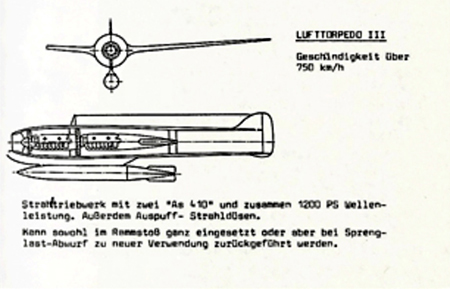 Esquema del proyecto alem�n para el Lufttorpedo III. Fuente desconocida