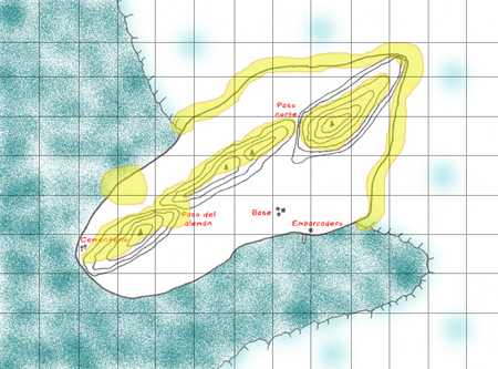 mapa de la isla con zonas inseguras