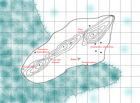 mapa de la isla con datos para John Callender