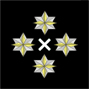 Vicealmirante: cuatro estrellas de cuatro puntas de oro sobre estrella de seis puntas de planta con cruz Exo en centro. Los responsables de los diferentes departamentos dentro de la DivPEL (División de las Patrullas de Exploración Lejana) tienen este rango. El departamento más famoso es el denominado SAS (Servicio de Asistencia al Soldado).