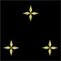 Teniente General: tres estrellas de oro de cuatro puntas. Están al mando de un Ejército (3 Legiones). Suelen ser la máxima autoridad de la Infantería de Marina a bordo de un acorazado o un portanaves.