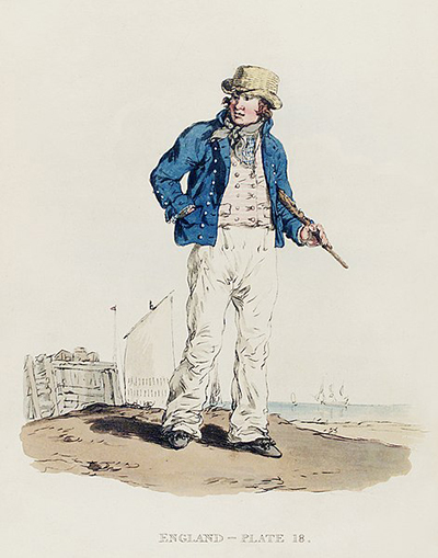 Ilustración de un marinero. Picturesque Representations of the Dress and Manners of the English (1814). William Alexander. Licencia Dominio Público.