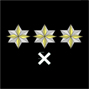 General: tres estrellas de cuatro puntas de oro sobre estrella de seis puntas de plata encima de cruz Exo. Los responsables de los grupos Exo dentro de cada una de las tres flotas (la 1, la 2 y la 7) ostentan este grado. Slo hay, por tanto, tres generales con mando de combate en la flota de la R.F.P. En la central (en Vettera) hay ms generales destinados en las oficinas. Los generales son el mximo rango embarcado de los grupos Exo.