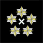 Almirante: cinco estrellas de cuatro puntas de oro sobre estrella de seis puntas de planta con cruz Exo en centro. Es la mayor autoridad de la DivPEL y, por ende, de los grupos Exo. Por tradicin es nombrado entre los almirantes de la flota, aunque no hay ninguna norma que lo establezca as.
